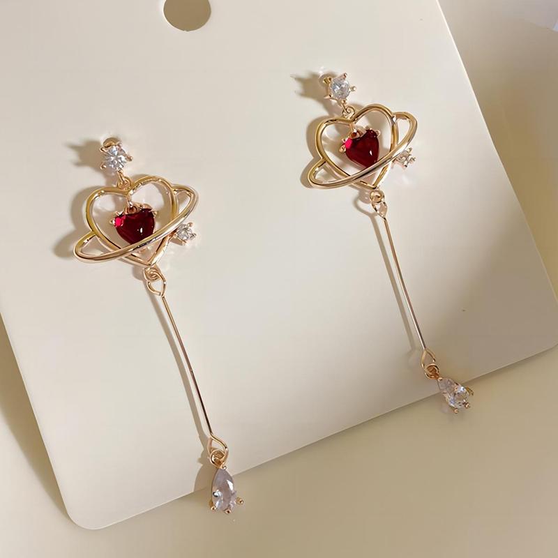 ZAKOL New Elegant Geometric Heart Crystal Long Drop Earrings For Women Cute Delicate Zircon Party Pendientes Zircon