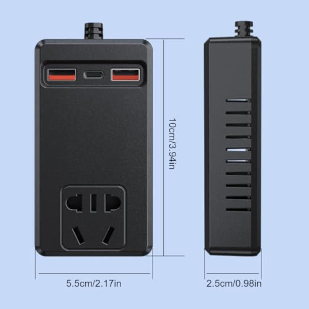 DC To AC Converter Car Power Inverter For Camping Black Portable Car Power Inverter Inverter Quick Installation