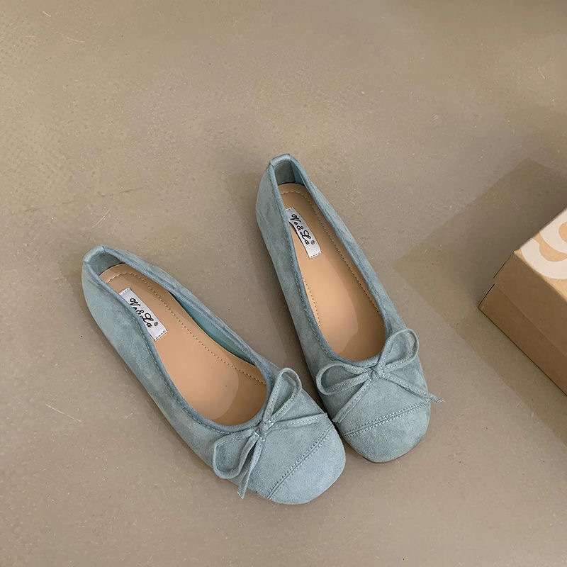 Storlek 35-43, damaskor i stora storlekar, mild kvällsbris rosett franska enkelskor damers vår och sommar nya platta mössor