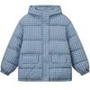 Kurze Kapuzen-Studenten-Baumwoll-gepolsterte Herbst- und Winter-Verdickte Blau-karierte Koreanische Version Lockere Brotjacke