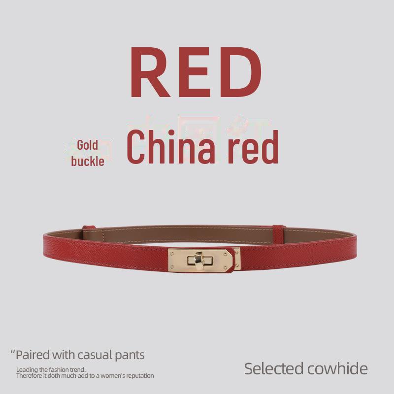 Vintage Stil Echtes Leder Damen Skinny Taillengürtel zur Kleiderdekoration