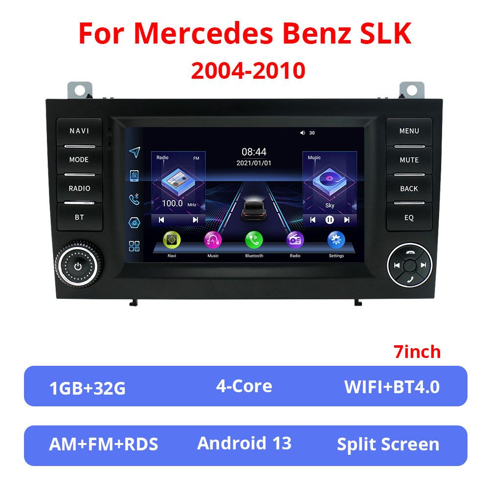 

7-дюймовый Android 13 GPS автомобильный мультимедийный плеер для без DVD Mercedes Benz SLK 2004-2010 беспроводной Carplay и Android Auto 4G WIFI BT 5.0 FM GPS красный