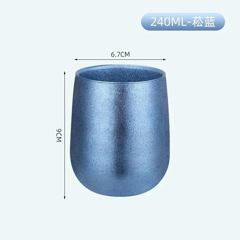 Outdoor Pure Titanium Double Layer Cup Pure Titanium Home Ice Goose Eggshell Water Cup Beer Coffee Milk Insulated Titanium Cup