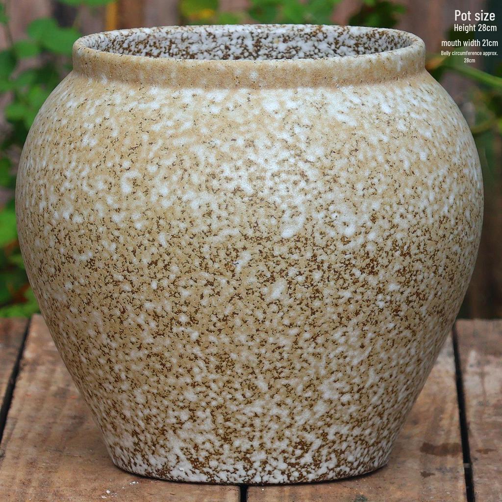 Handmade Coarse Pottery Flower Pot - Large Ceramic Jar for Bougainvillea & Hydrangeas
