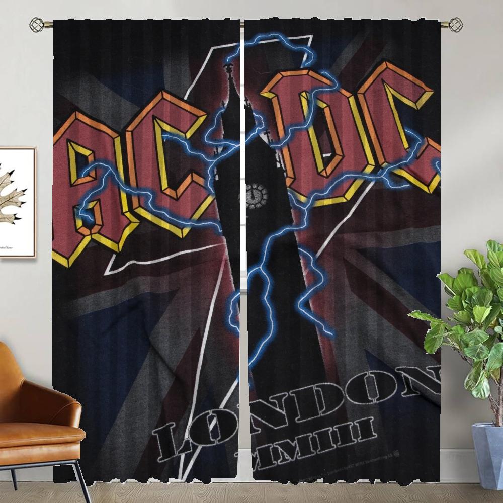 Blackout Curtains for Camera Rock-ACDC Window Curtain for Room 2 Panel Shades Halloween Decoration Partition Living Kitchen Home