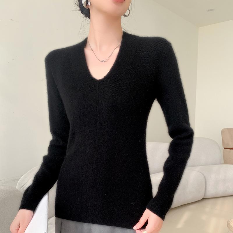 Women's Slim Fit V-Neck Cashmere Sweater - Autumn/Winter 2025 Versatile Lightweight Knit Cardigan