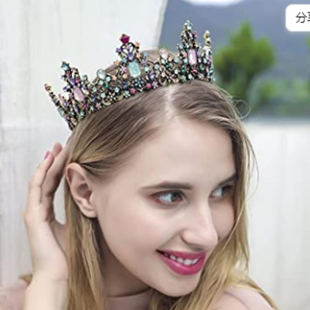 Vintage Baroque Princess Crown For Girls Luxury Round Queen Crown Hair Accessories For Wedding Birthday Cosplay Party
