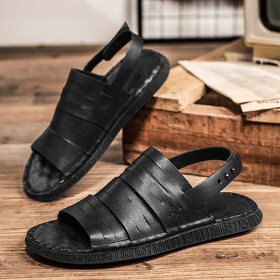 Fashion Genuine Leather Cool Flats New Arrival Sandals Breathable Summer Shoes Men's Antiskid Slippers Luxury Brand Beach Shoes Sandaly