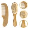2gab Baby Comb Set Baby Care Matu Suka Dižskābardis Mīksta Vilna Koka Ķemme Jaundzimušo Masāžas Ierīce Mazuļu Dušas un Dāvanu Mazuļu Matu Nomierinoša