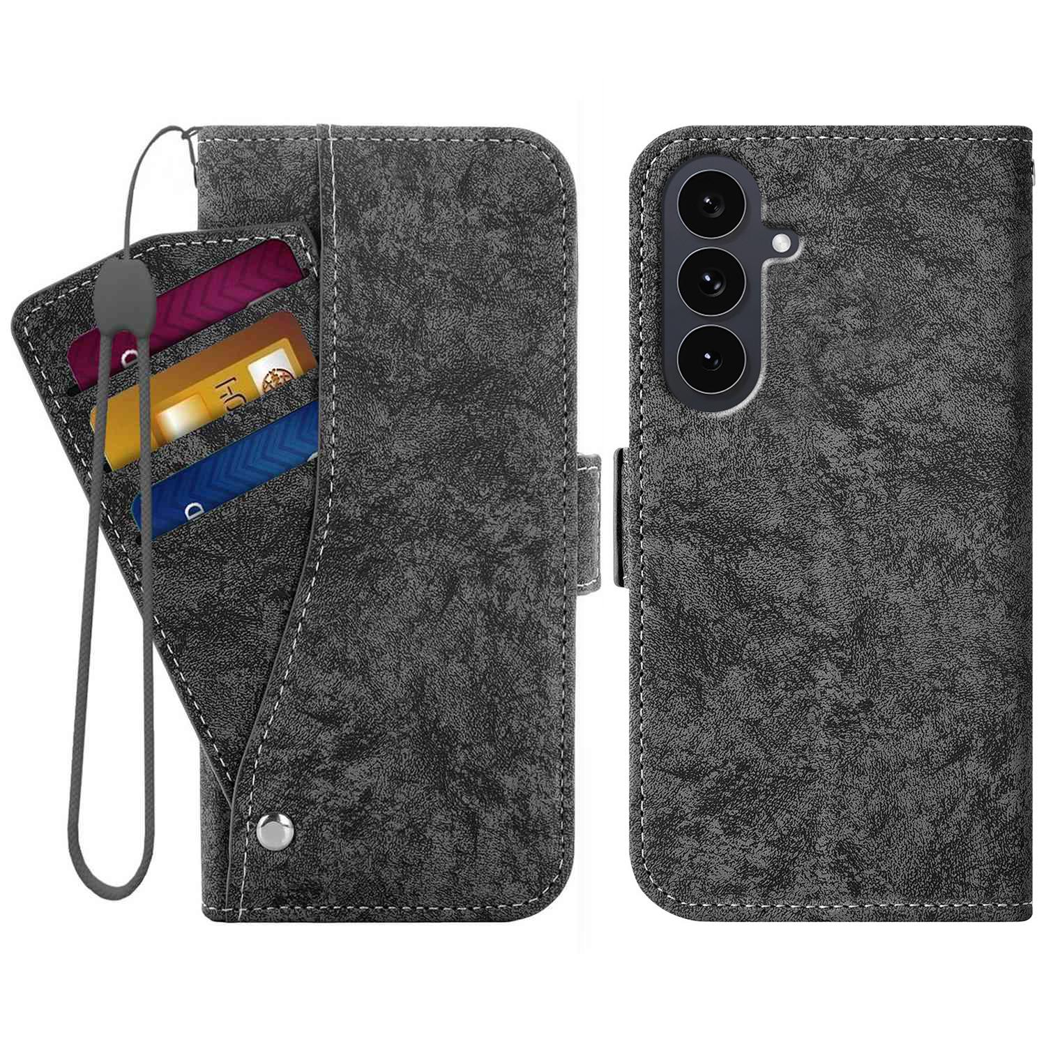

For Samsung Galaxy S25+/S24+ Case Water-ink Painting Wallet PU Leathe Phone Cover with Rotating Card Slots