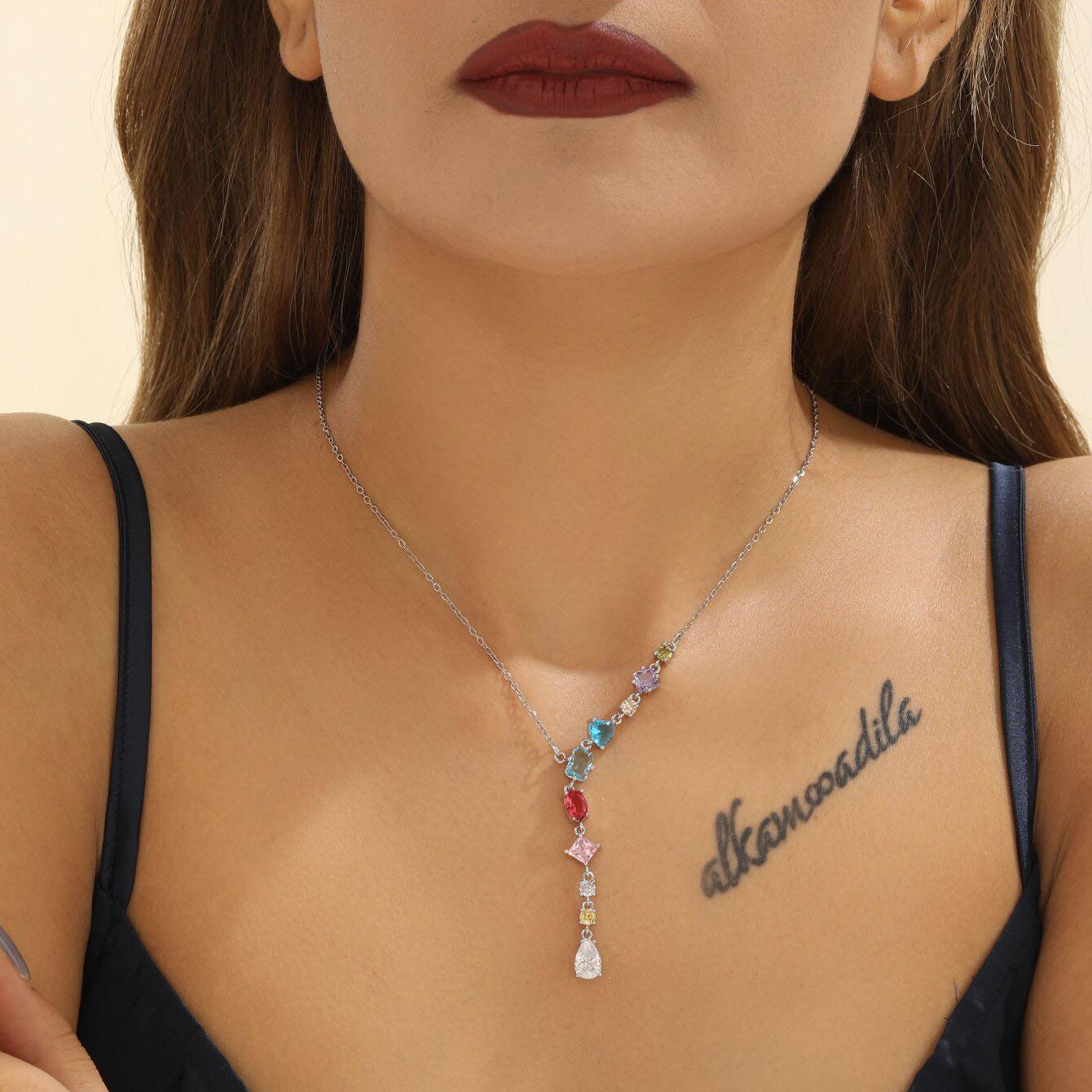 

Модное цветное ожерелье из циркона, нерегулярные драгоценные камни, ожерелье для дам, свадебные украшения для вечеринок