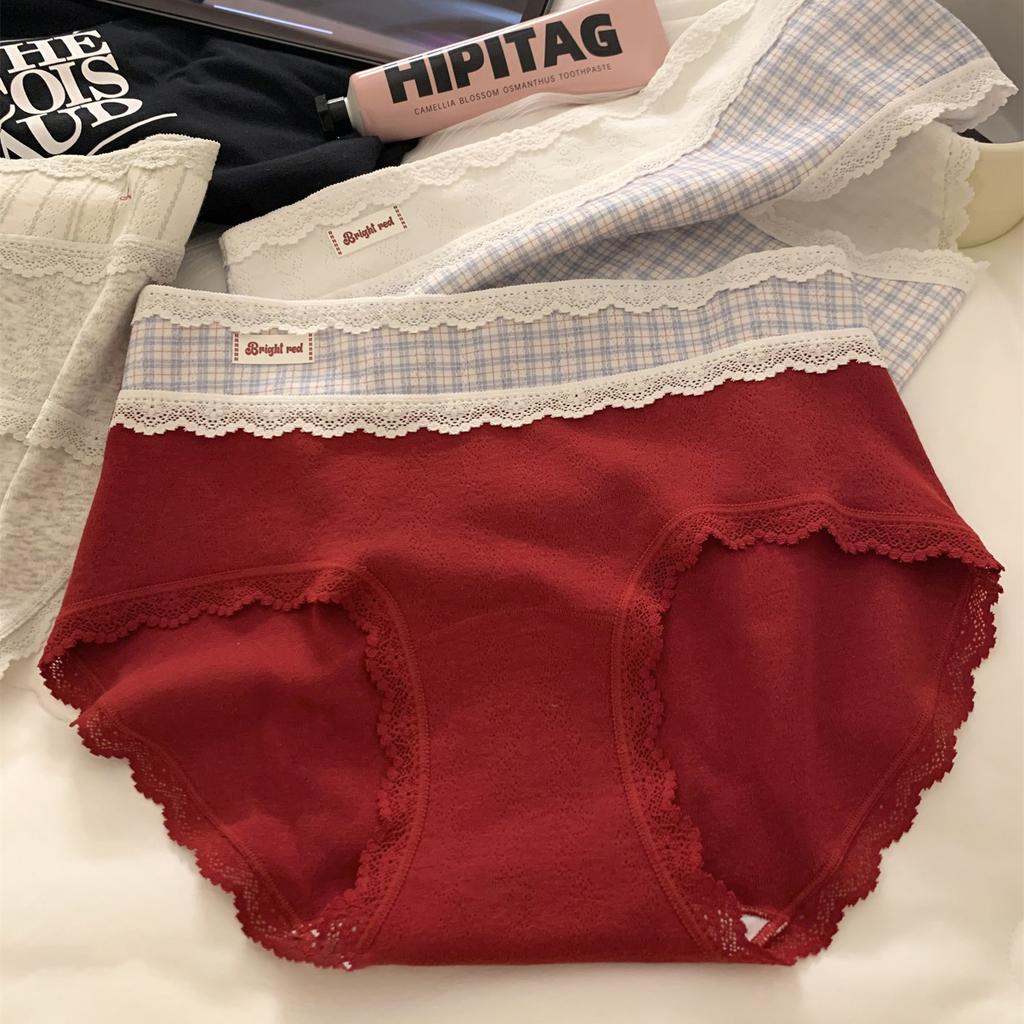 Female Spring and Autumn Sweet Cotton Comfortable Naked Breathable 10A Antibacterial Extended Crotch Triangle Briefs Einson