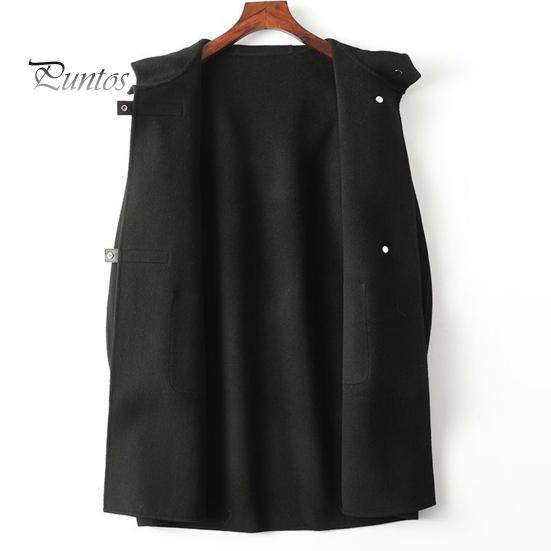 Lady Overcoat Women Winter Coat Long Sleeves Single-breasted Hooded Solid Color Pockets Keep Warm Cardigan Single Side Cashmere Wool Large Size Thick