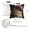 1pc Adorable Cat Print Pillowcase - 17, 7x17, 7 Inch, Cozy French Style, Machine Washable, Zippered Closure, 100% Polyester,Single-Sided Digital Print