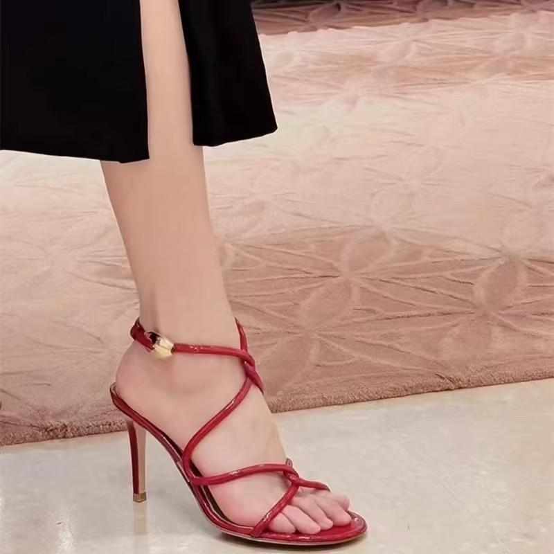 Fashion Snake-Shaped Strappy 2025 Summer Round-Toe Strappy Women'S Stiletto Sandals, Versatile Open-Toe Sandals For Women