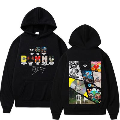 Raper Bad Bunny Okładka Albumu Muzycznego Graficzna Bluza z Kapturem Hip-hop Mężczyzna Kobieta Wygodna Bluza Luźna Casualowa Unisex Bluzy z Kapturem