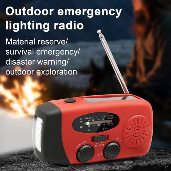 Hand Crank Emergency Radio with Flashlight Compact Portable Multifunctional FM/AM Solar Radio LED Torch
