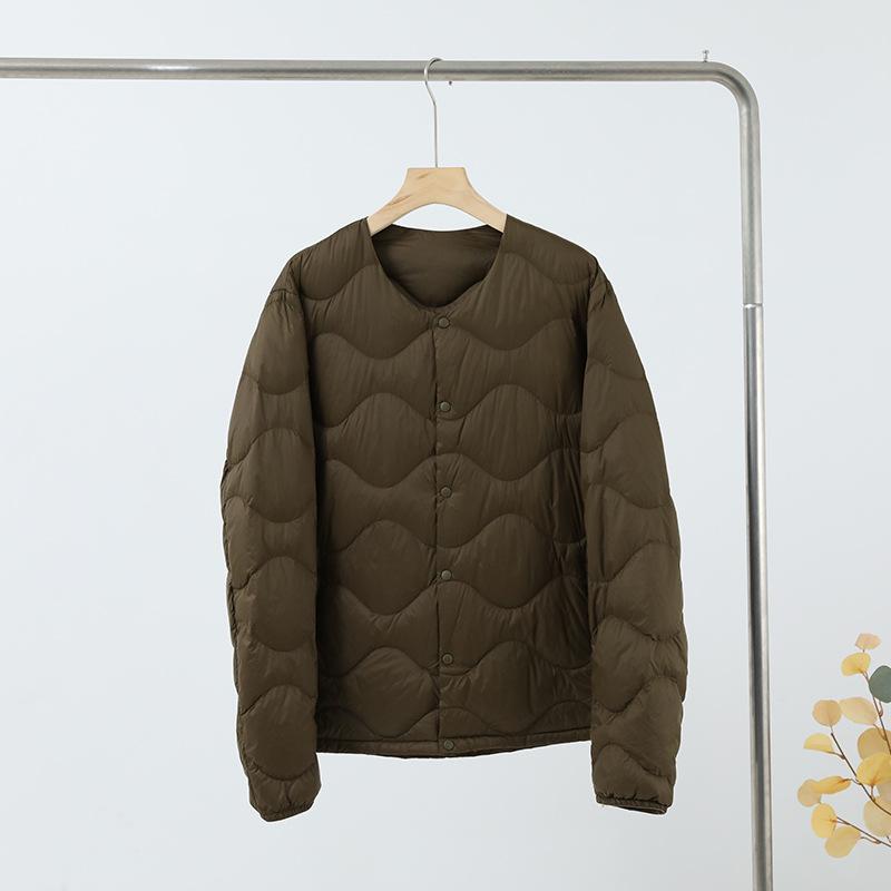 

New Light and Thin Down Liner Winter Men s Collar Thin Portable Loose and Versatile Warm White Duck Down Long-sleeved Jacket 3XL