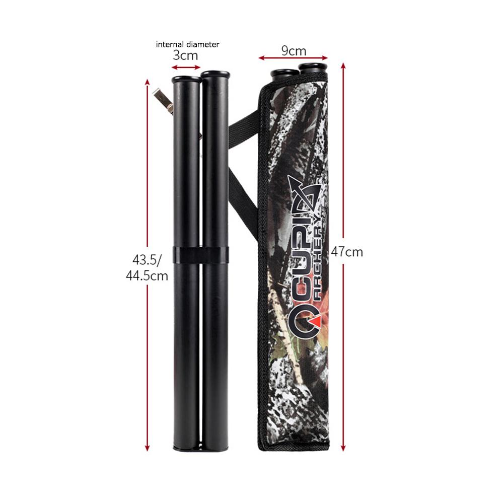 Oxford Cloth Double Tube Arrow Quiver Bag Portable Waist Hanging Archery Arrow Holder Storage Carrying Pouch Outdoor Accessories