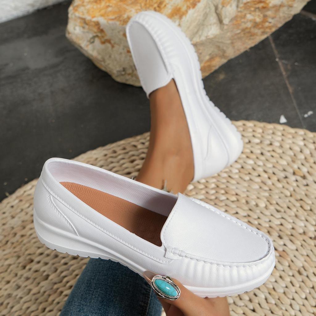 Lente en Herfst Casual Mode Ronde Neus Platte Effen Kleur Comfortabele Antislip Slijtvaste Damesschoenen