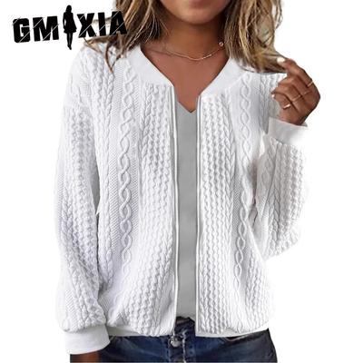 Autumn Winter Zipper Twist Long Sleeve Hoodie Coat Baseball Wear Women's Wear
