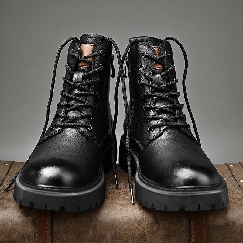 Leather Martin Boots Men's Motorcycle Boots Single Boots Thick Sole