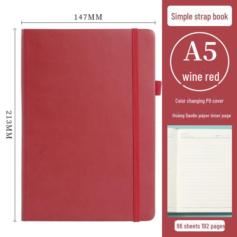 "Quaderno A5 Rigido con Cinturino in PU, LOGO Personalizzabile, Design Fresco e Semplice"