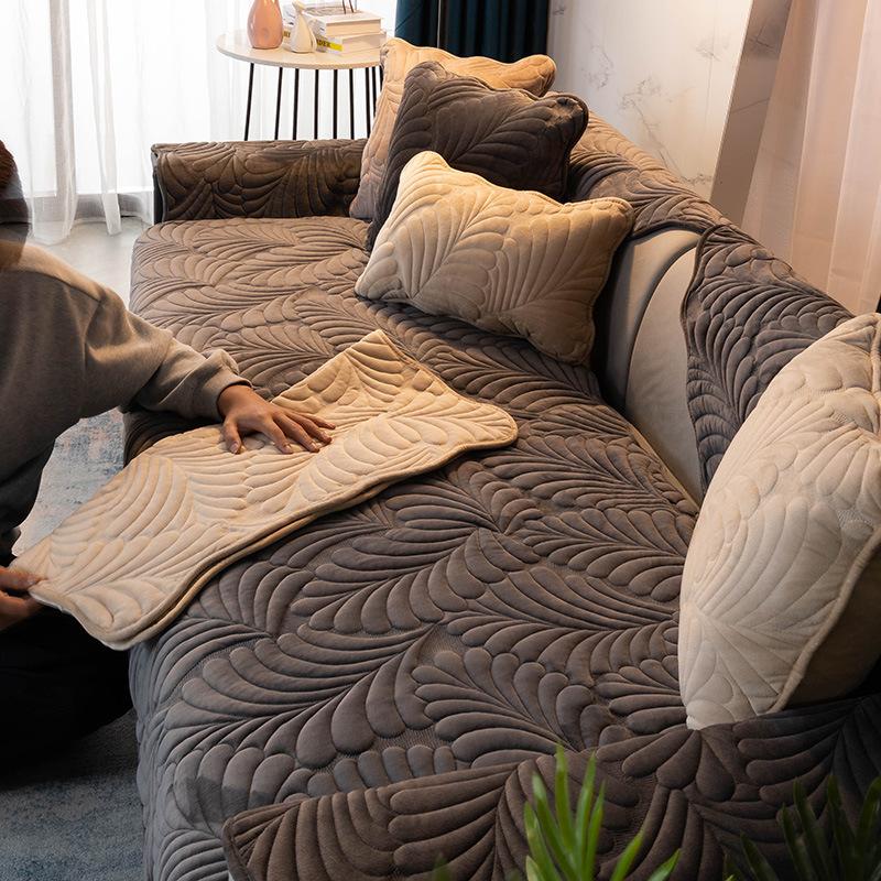 Plush Sofa Cushion Winter Cover Cushion All-inclusive Non-slip Household European Sofa Cover All-season Universal Seat Cushion