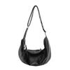 Large Capacity Japanese Style Crossbody Bag Leather Soft Dumpling Shaped Bag Versatile Zipper Closure Travel Shoulder Bag Casual