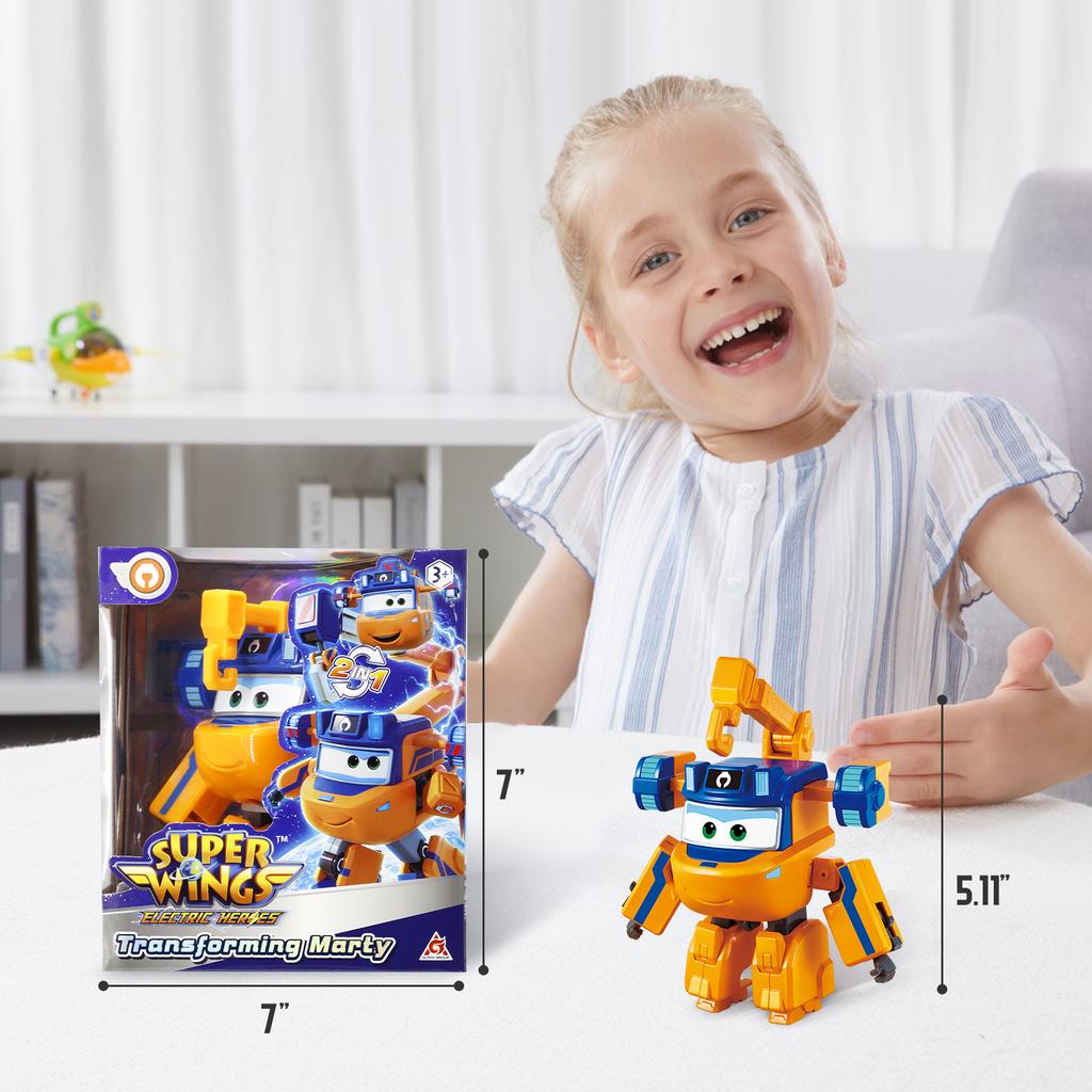 Super Wings 5 Pollici Traver Trasformabile Si Trasforma da Aereo a Robot in 10 Passaggi Figure d'Azione Trasformabili Giocattoli per Bambini Regalo