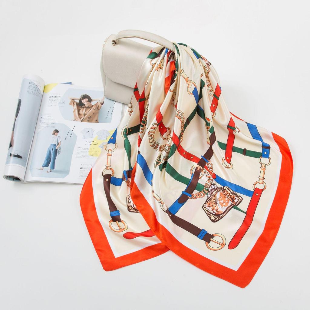 Simulation Silk 90cm Large Square Scarf Silk Scarf Female New 2026 Spring and Fall Models of Foreign Fashion Shirt Large Square Scarf Mother Scarf