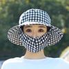 Women's Lightweight Floral Bucket Hat with Detachable Face Cover Breathable Anti-UV for Hiking Camping Vacation