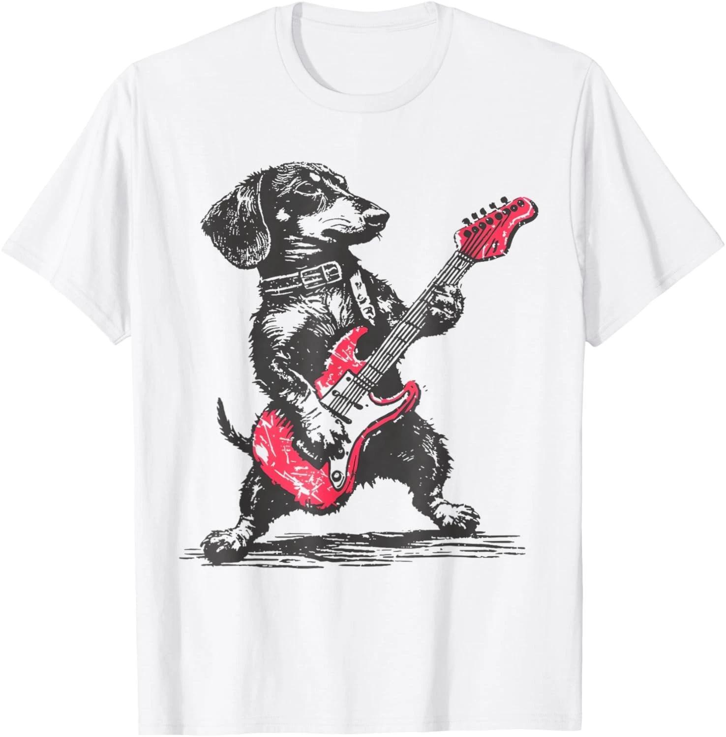 

Vintage Dachshund Playing Guitar Weenie Rock and Roll Gift Unisex T-Shirt 4XL