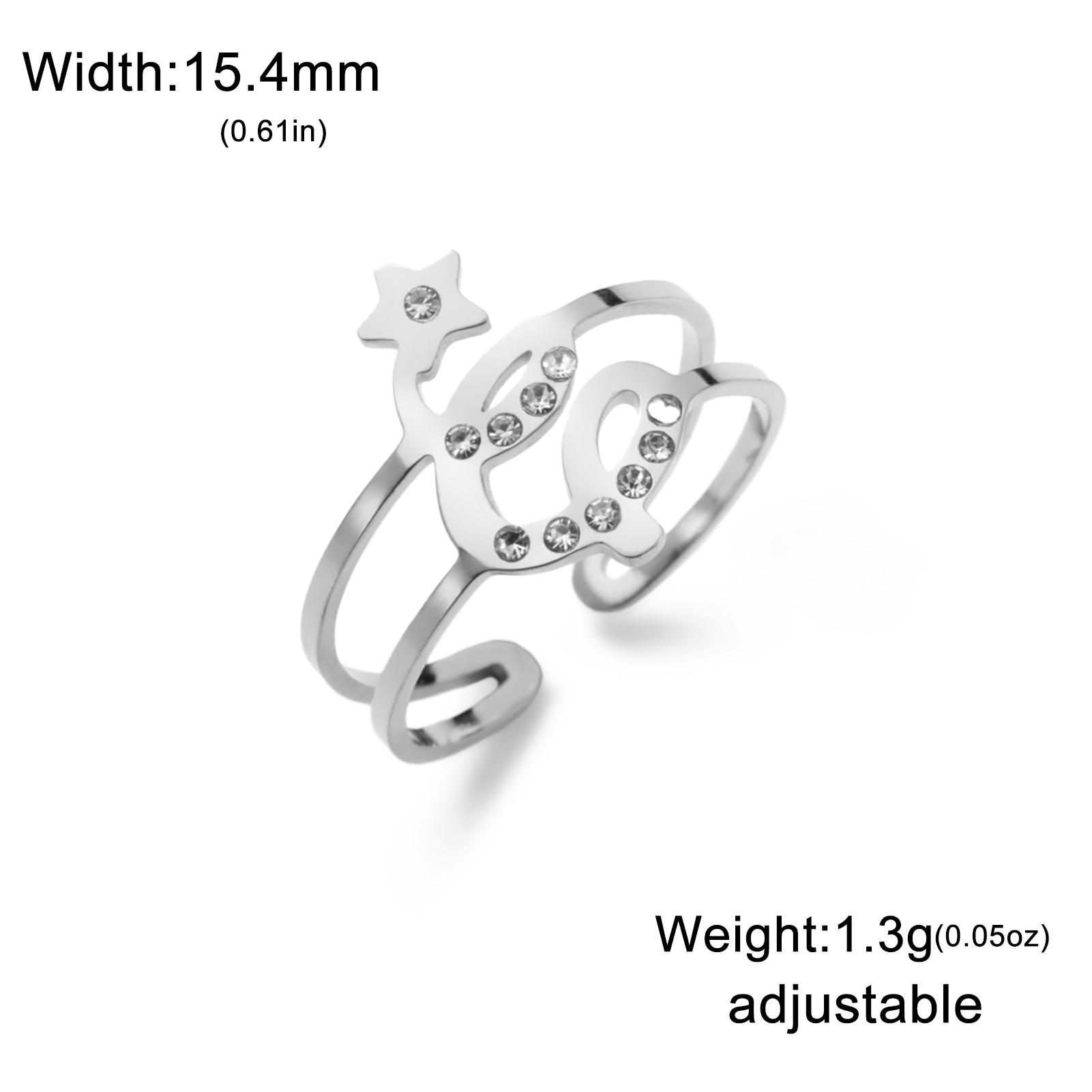 

My Shape Christmas Tree Open Rings for Women Girls Stainless Steel Waterproof Finger Ring Fashion Jewelry CZ Zirconia Gift resizable