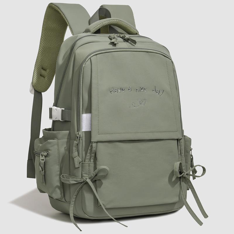 

Студенческий школьный рюкзак большой вместимости для женщин, однотонный рюкзак зелёный