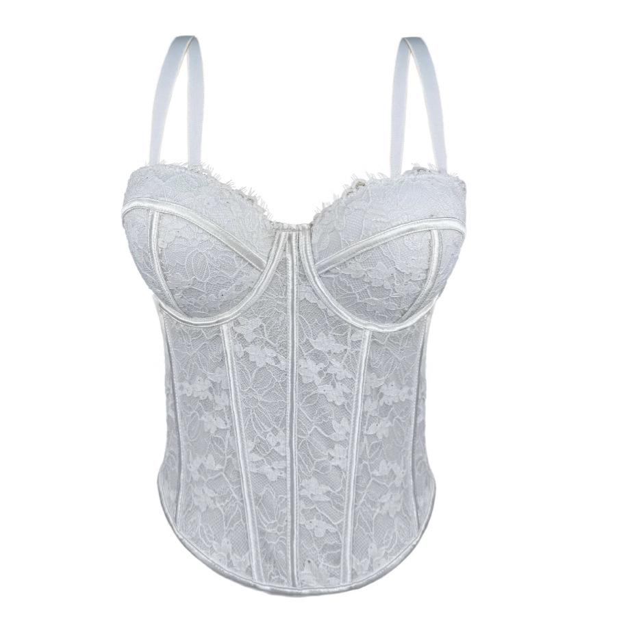 New European and American Spice Girls Black Lace Inner Suspender Premium Sense Outer Wear Shape Gathering Fishbone Corset