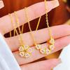 Gold Shop Style Peach Blossom Necklace: Magnetic Flower Pendant, Foldable Pink Clavicle Chain, Perfect Gift for Her.