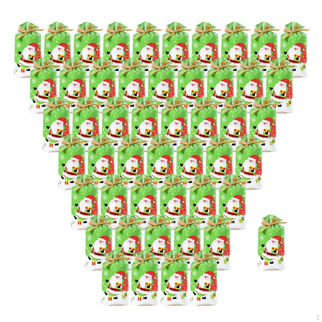 50 Pieces Gift Bags Candy Christmas Present for Gifts with Ribbon Xmas Holiday Cookie