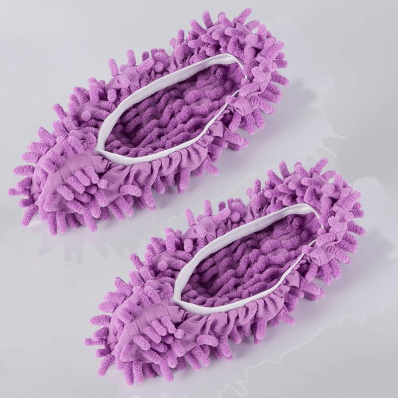 Multifunction Floor Dust Cleaning Slippers Shoes Cloth Lazy Mopping Shoes Home Floor Washable Cleaning Microfiber Cloth 2pcs фиолетовый