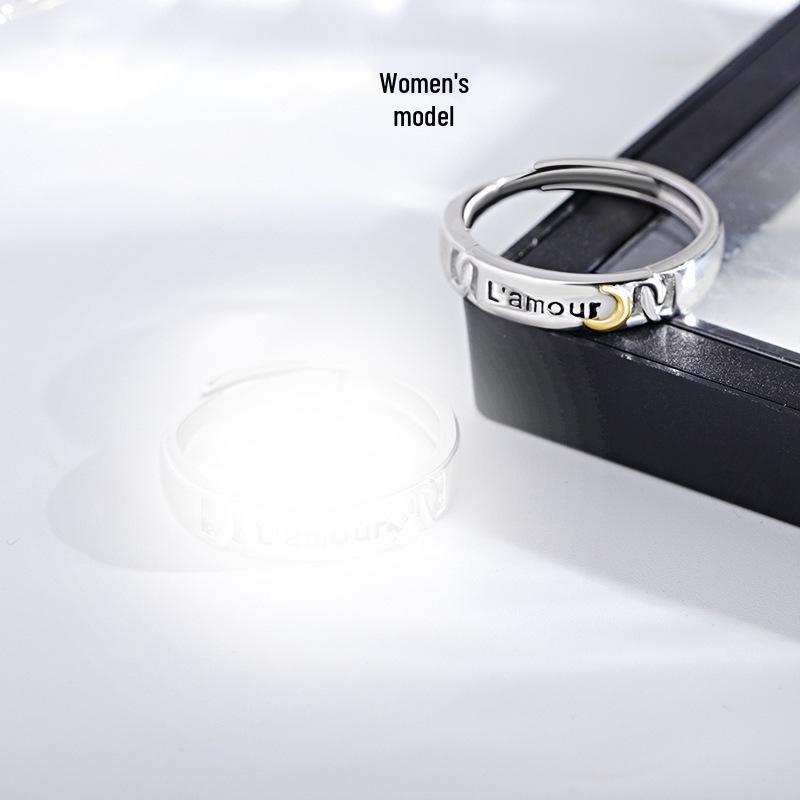 

Парные кольца из стерлингового серебра S925 «Солнце и Луна» - Нишевый дизайн для мужчин и женщин, Высокие эмоции, Идеальный подарок на День святого Валентина