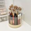360° Rotating Pencil Organizer Large Capacity Round Desktop Storage Holder with 6 Compartments Cosmetic Brush Organizer