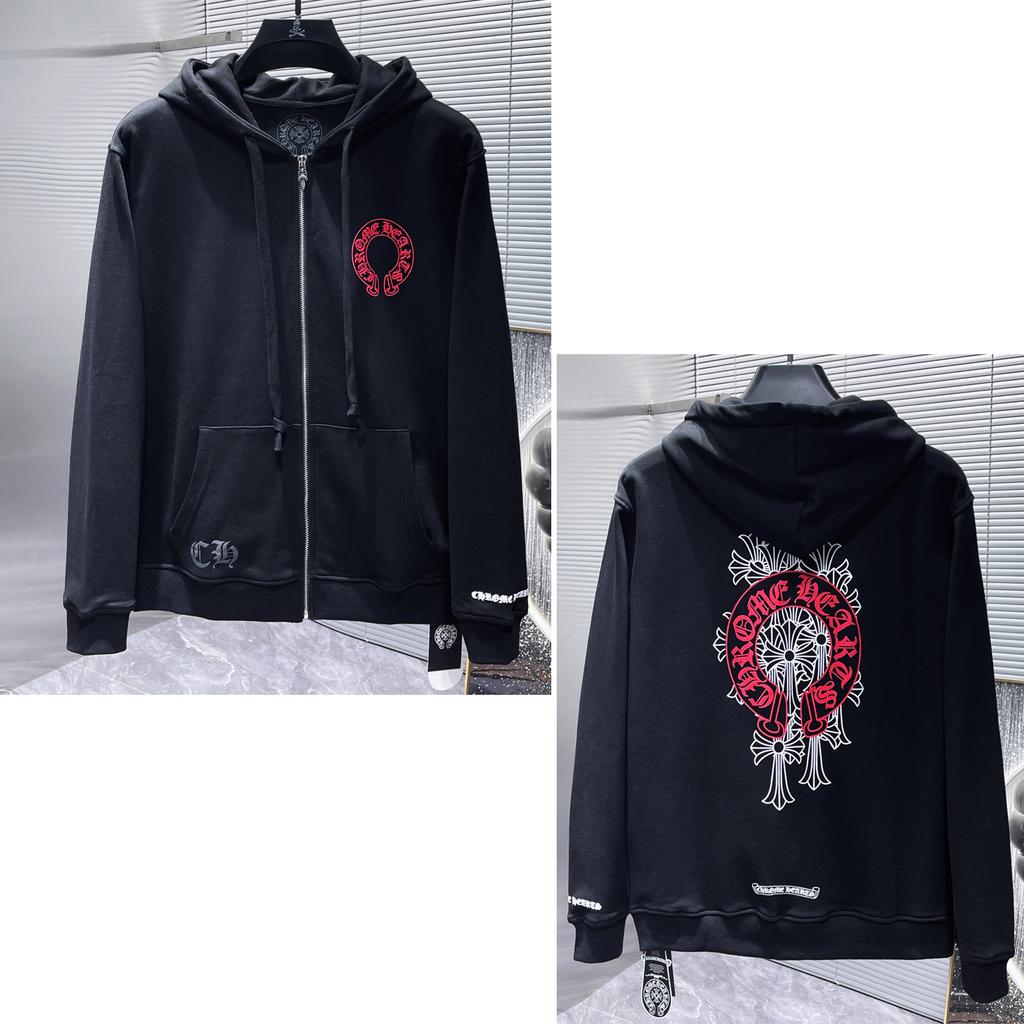 8360 CHROME HEARTS 2026 New Spring and Autumn Plus-size Thin Style Classic Style Logo Zipper Hooded Sweatshirt for Couples