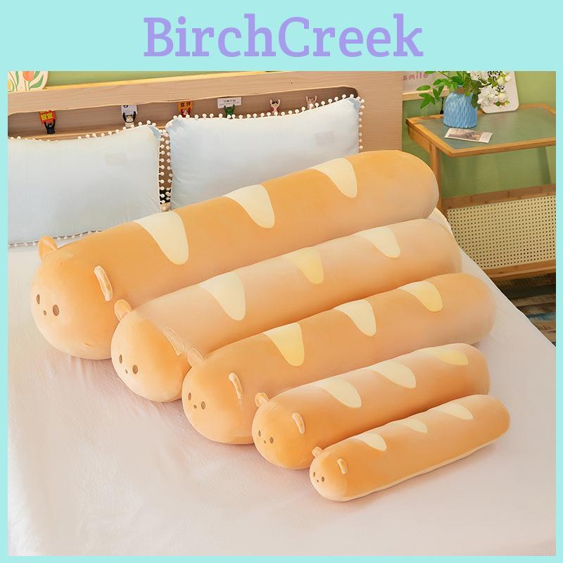 Plush Bread Bear Long Pillow With Soft Short Plush For Bed Couch Decor
