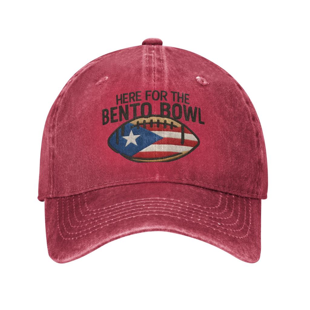 Unisex Here for The Benito Bowl 2026 Bad Benito Halftime Bads Bunnys Printed Hats Fashion Distressed Denim Washed Baseball Cap