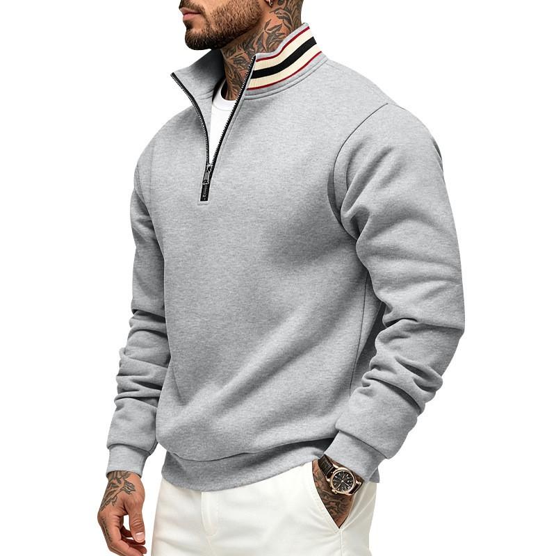 Mens Fleece Lined Stand Collar Sweatshirt Loose Fit Casual Outdoor Winter Warm Top