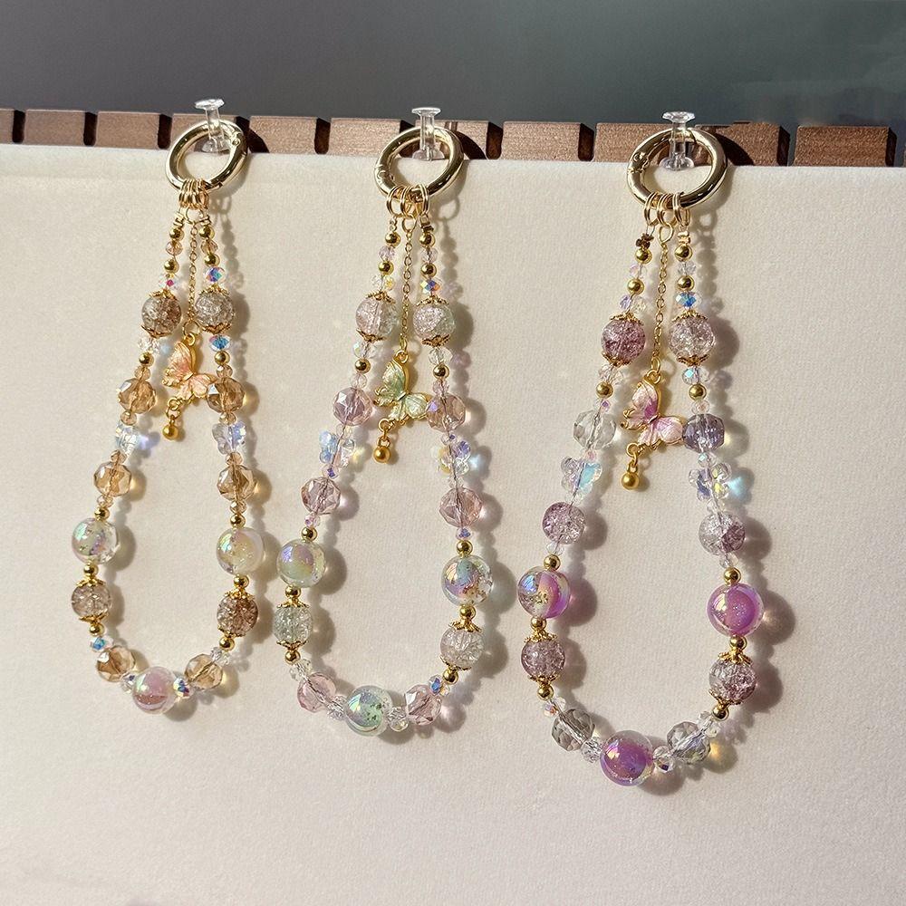 Butterfly Butterfly Phone Chain Bowknot Love Heart Beaded Chain Simple Y2K Phone Charm Strap  Girls