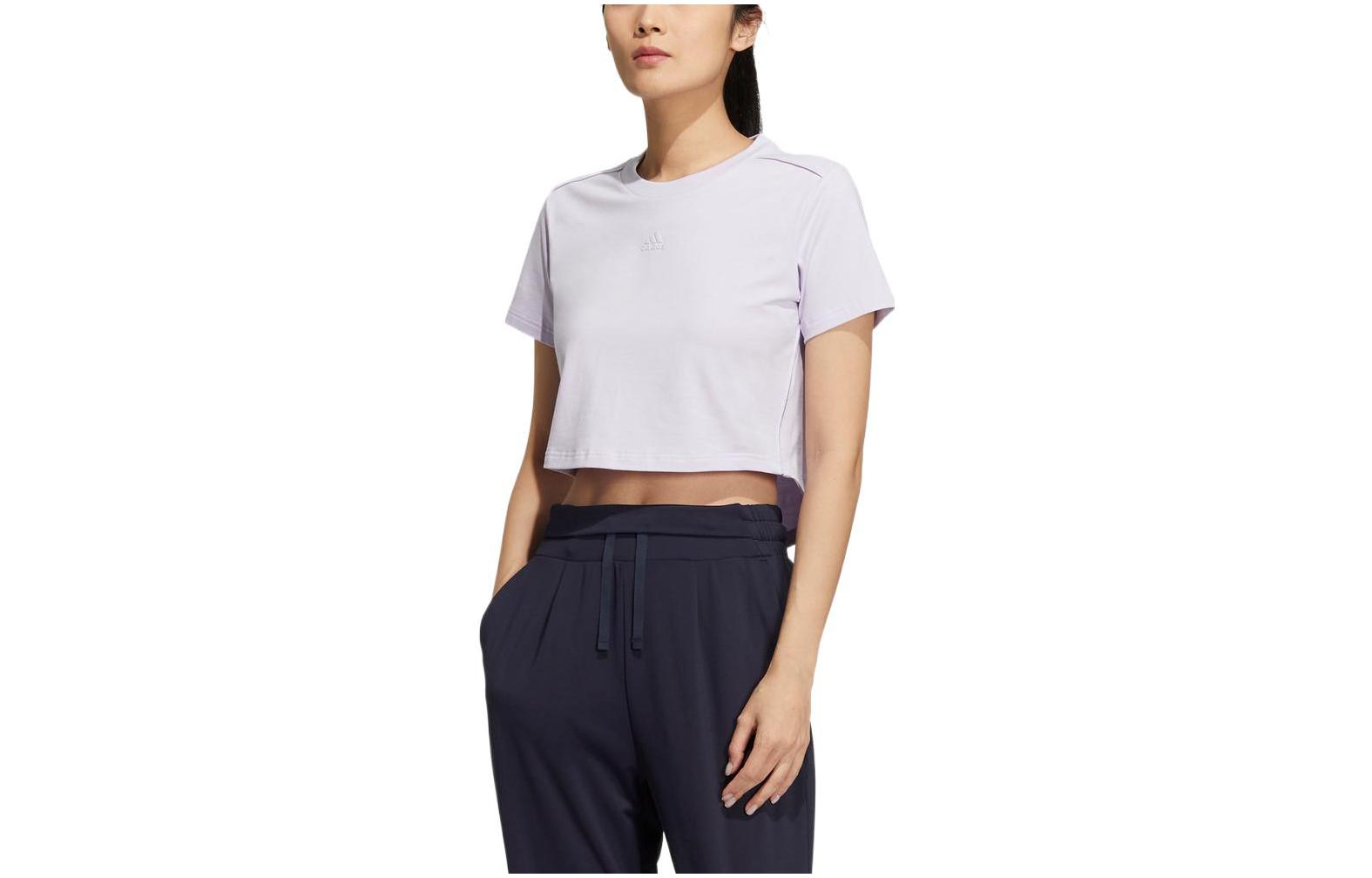 Adidas Crop Tops Women s Light Purple Crew Neck Moderate HR2590 XXL