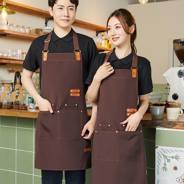 Custom Waterproof Apron for Kitchen, Baristas, BBQ & More Z10 Model/Canvas/Navy Blue