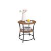 VASAGLE Side Table Round, End Table with 2 Shelves, Living Room, Bedroom, Easy Assembly, Metal, Industrial Design, Rustic Brown
