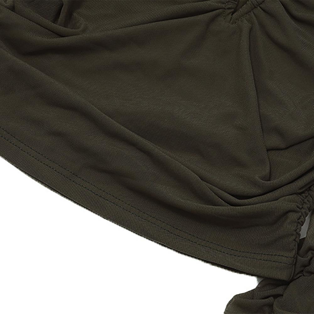 Spring and Autumn Women's Neckline Short Slim Mesh Long Sleeve Top